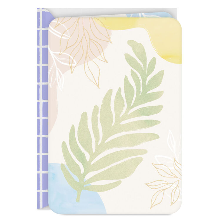 Abstract Pastel Leaf Print Blank Card