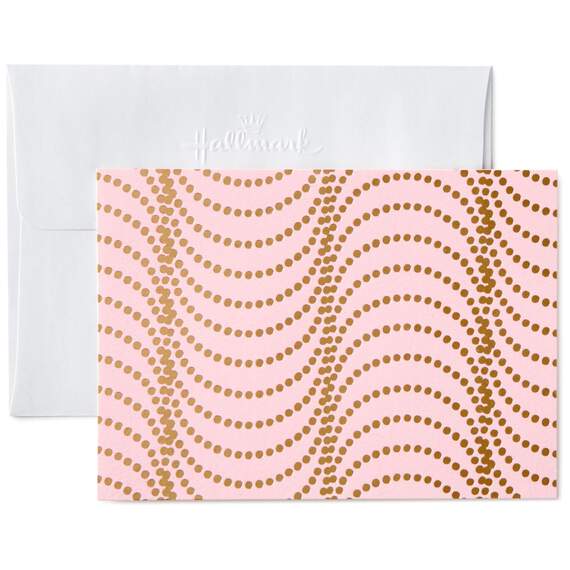 Blush Pink Gold Wave Blank Note Cards, Box of 10, , large image number 1