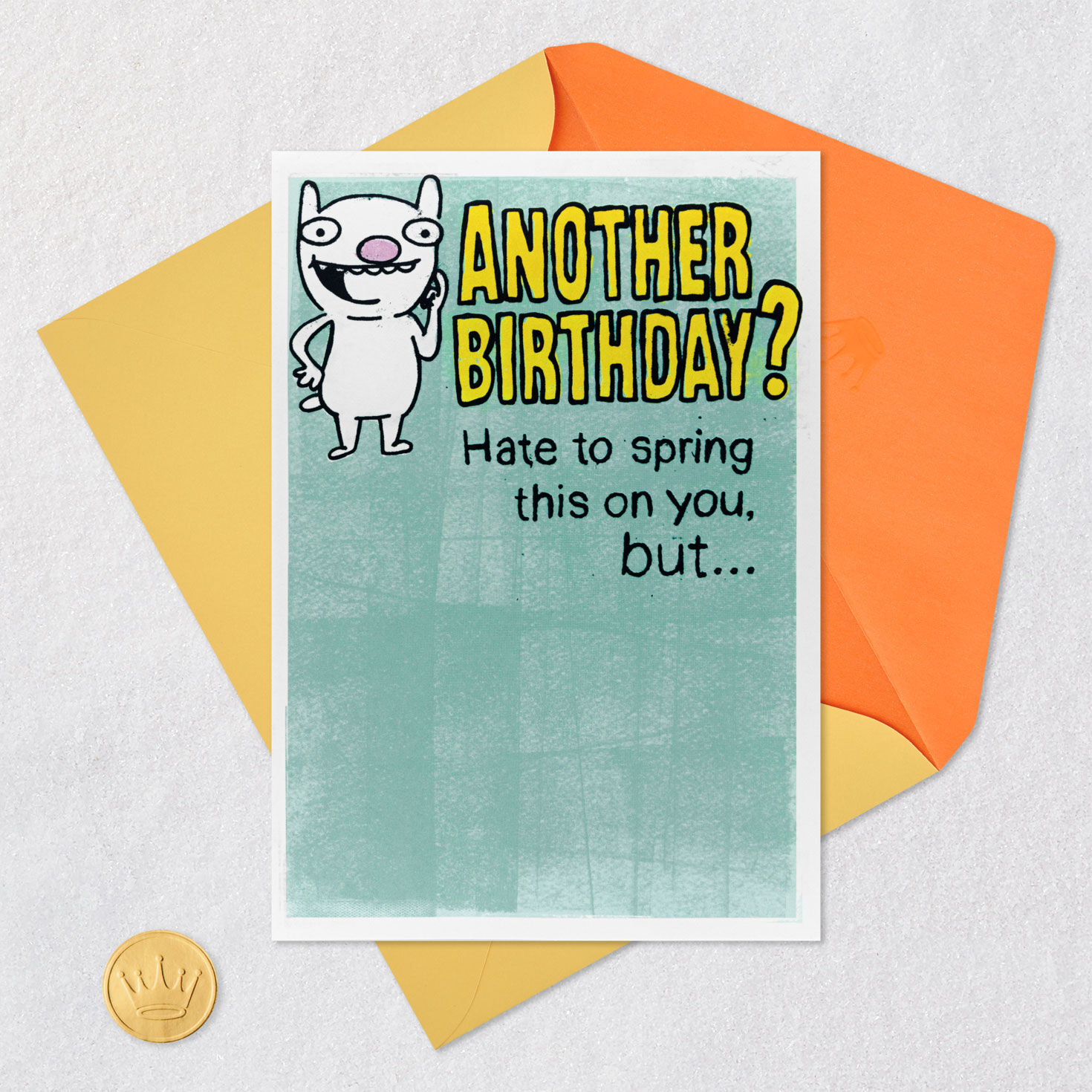 Critter and You're Old Wishes Pop-Up Birthday Card Card Front with Envelope and Gold Seal image number 5