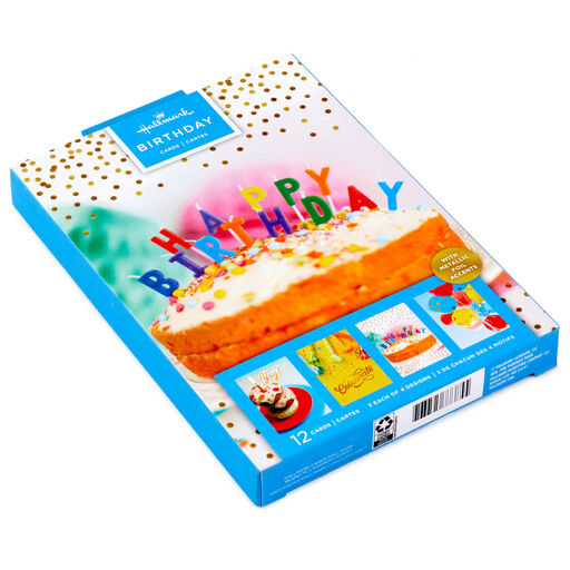 Birthday Icons Boxed Birthday Cards Assortment, Pack of 12, 