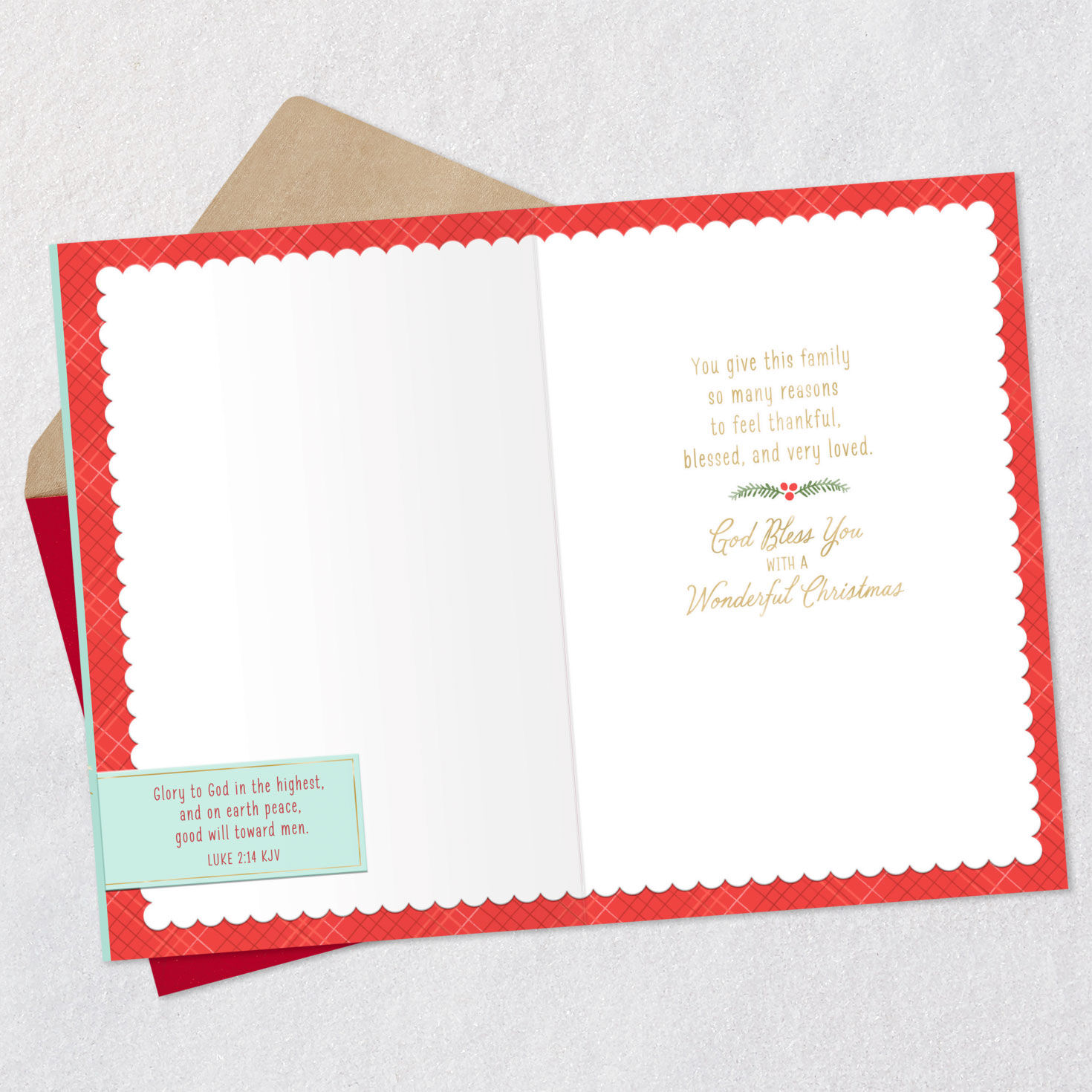 Botanicals on Green Christmas Card for Grandma Open card with envelope image number 4