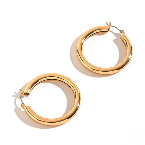 Howard's Jewelry Large Tube Gold Hoop Earrings, 