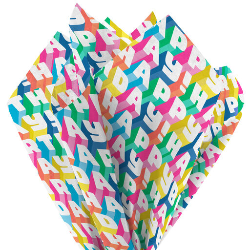 Angled All-Caps Happy Birthday Tissue Paper, 6 Sheets, 