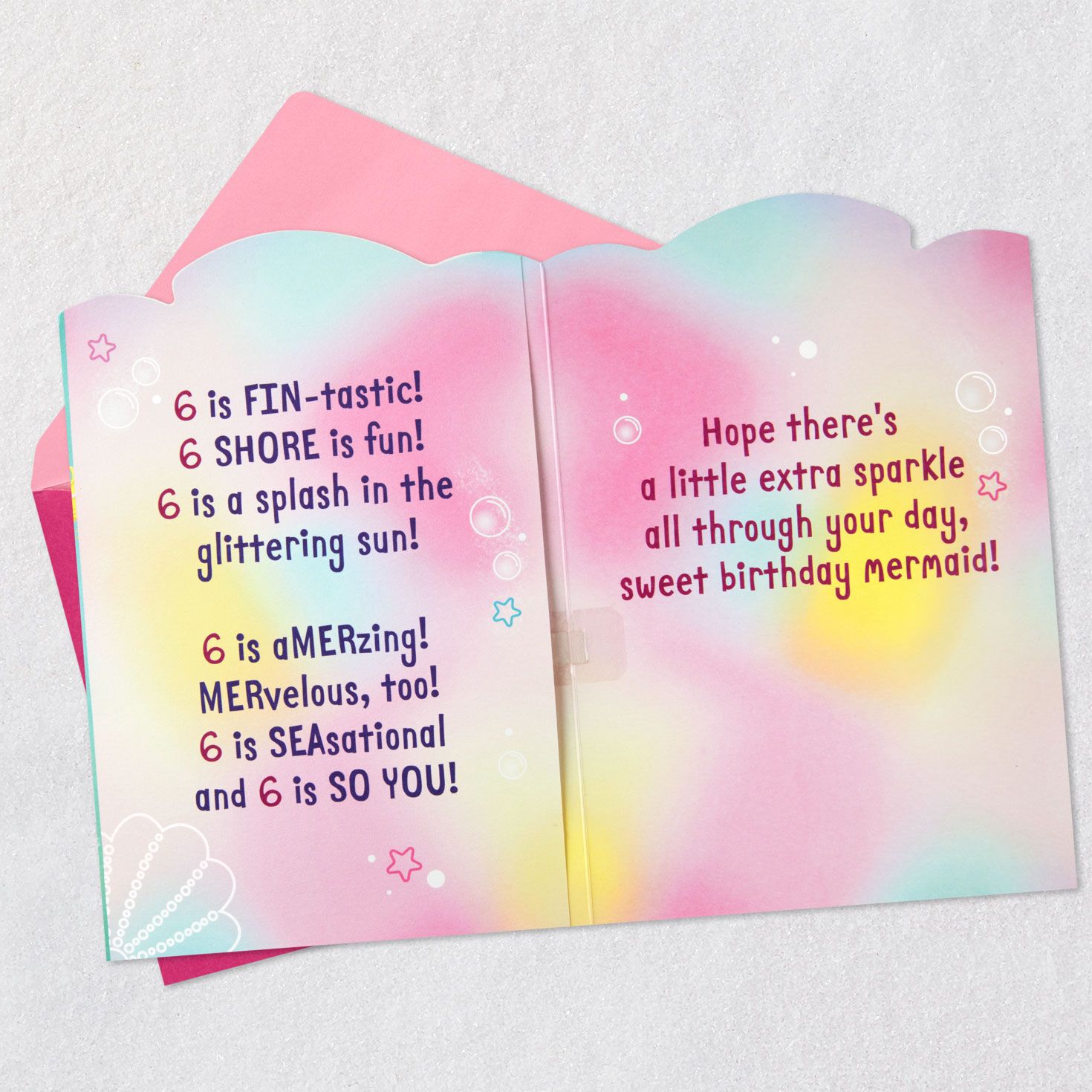 Mermaid Barbie 6th Birthday Card With Music Open card with envelope image number 4