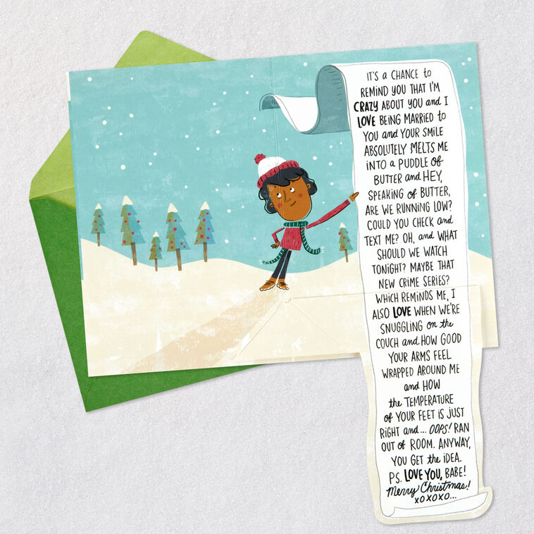 Pop-Up Love Reminder List Funny Christmas Card for Husband Open card with envelope image number 2