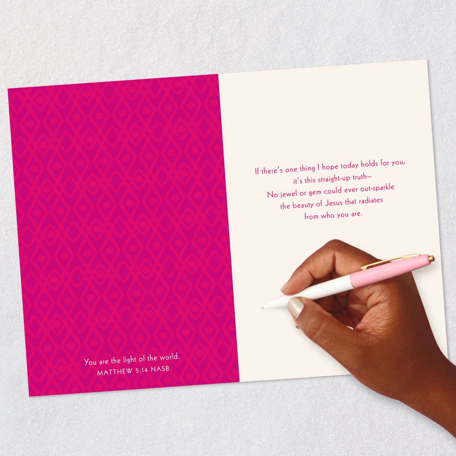 Stylish Girl in Pink Birthday Card for Her Signing card image number 7