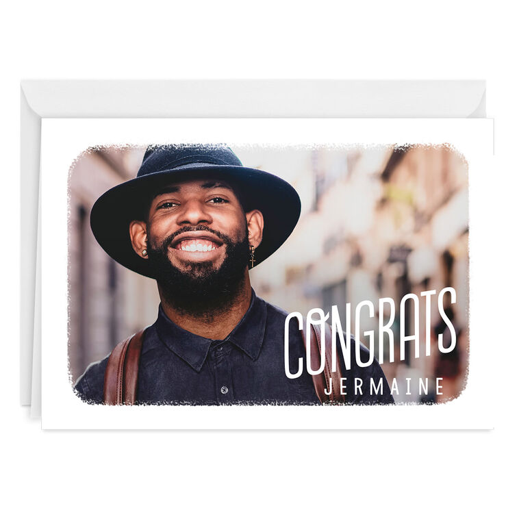 White Frame Horizontal Custom Congratulations Card