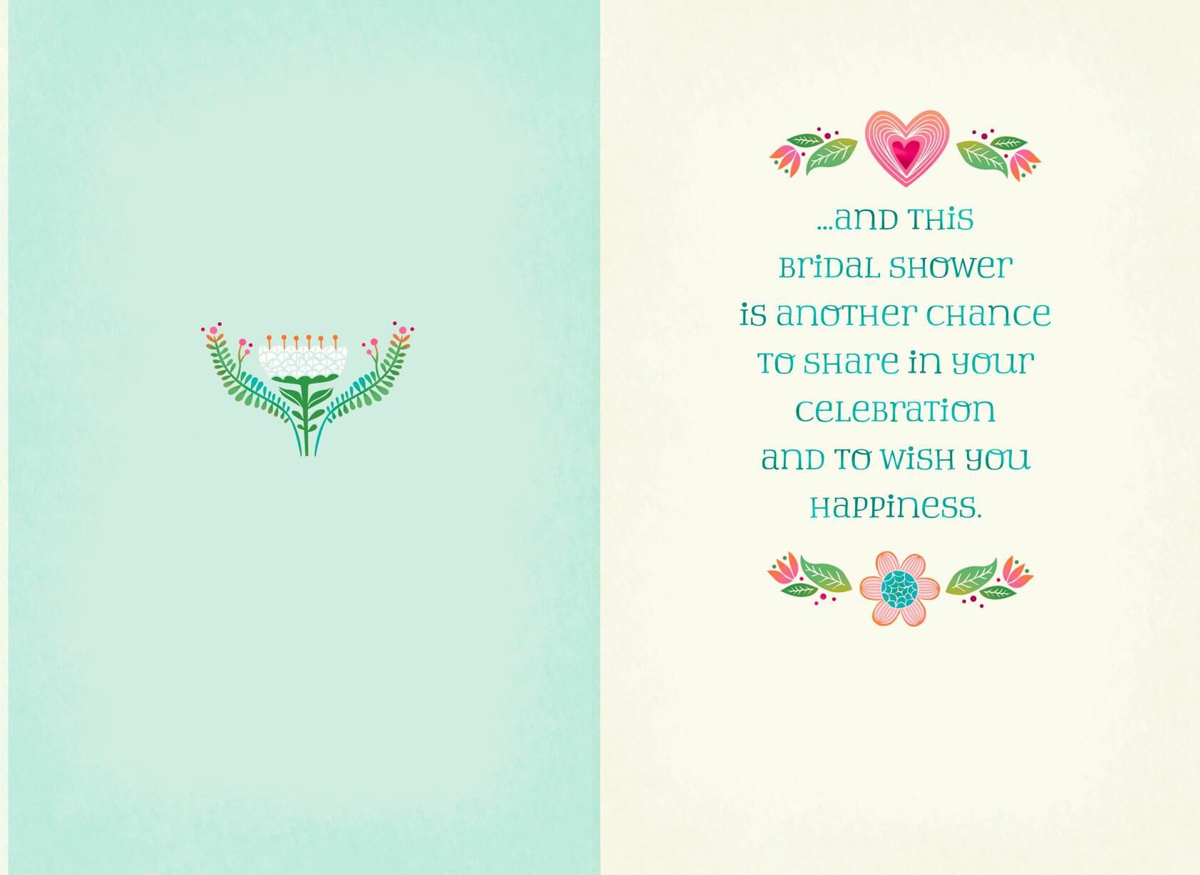 Folk Art Hearts and Flowers Wedding Shower Card for Daughter