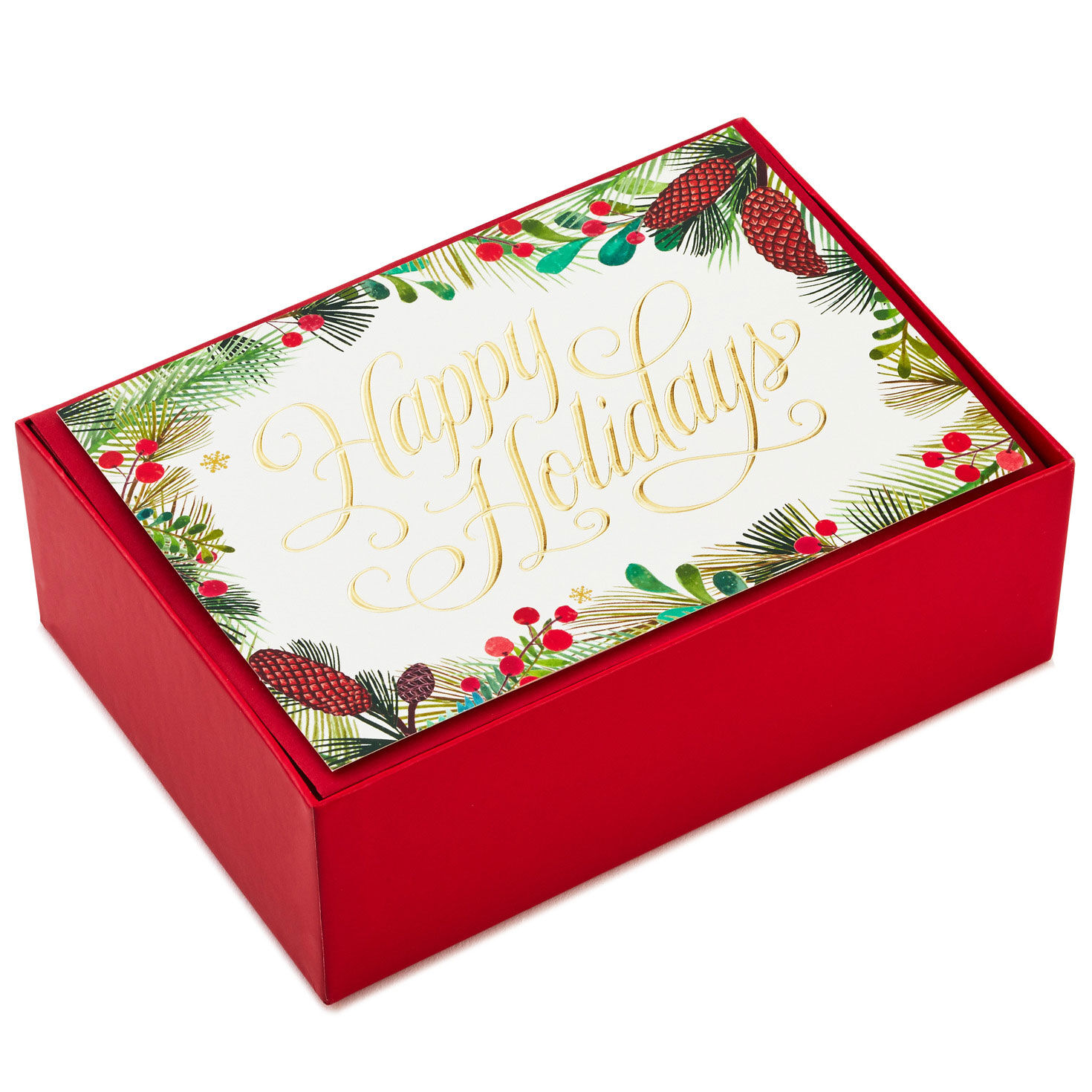 Festive Greenery Christmas Cards, Box of 40