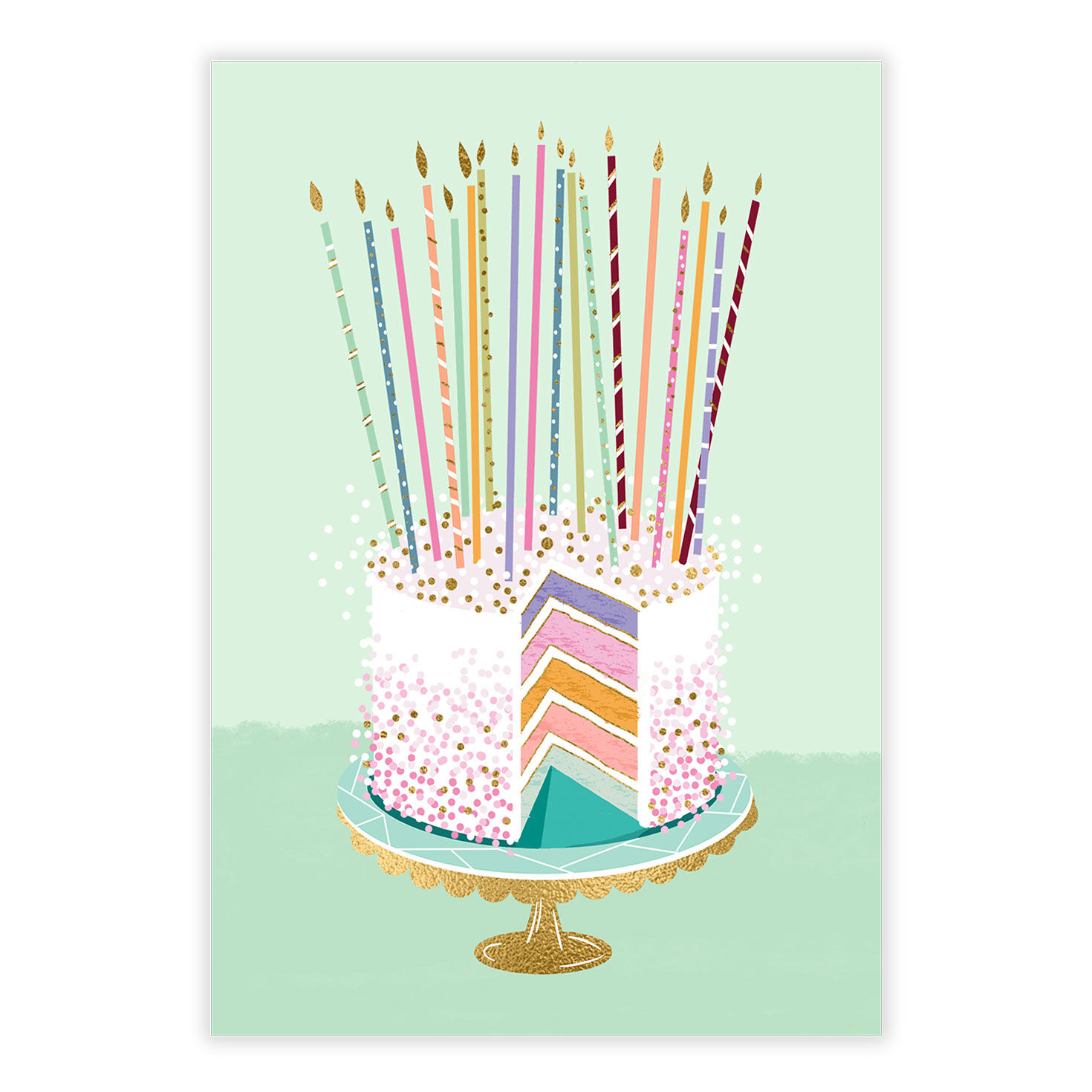 Fancy Candles and Cake Personalized Birthday Card front image number 2