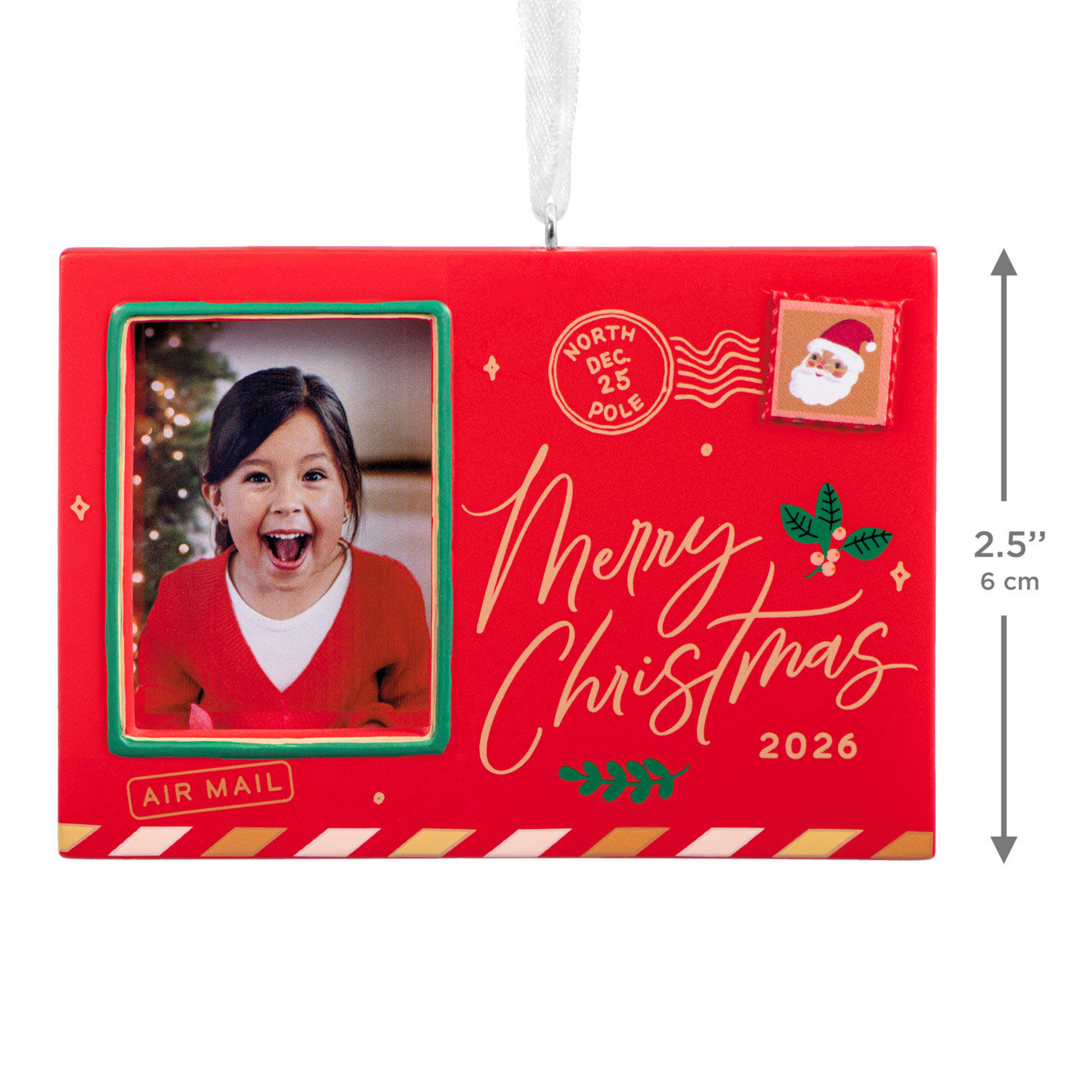 Holiday Postcard Photo Frame Christmas Ornament measurement image number 3