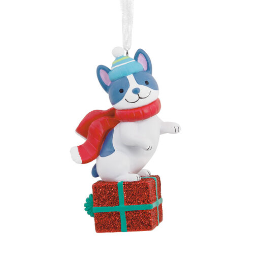 Dog on Present Hallmark Ornament, 