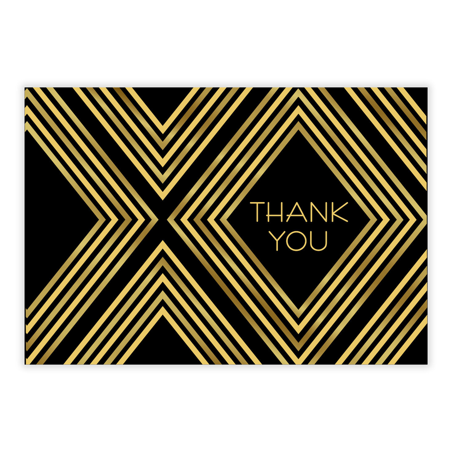 Black Gold Diamonds Personalized Thank You Card front image number 2