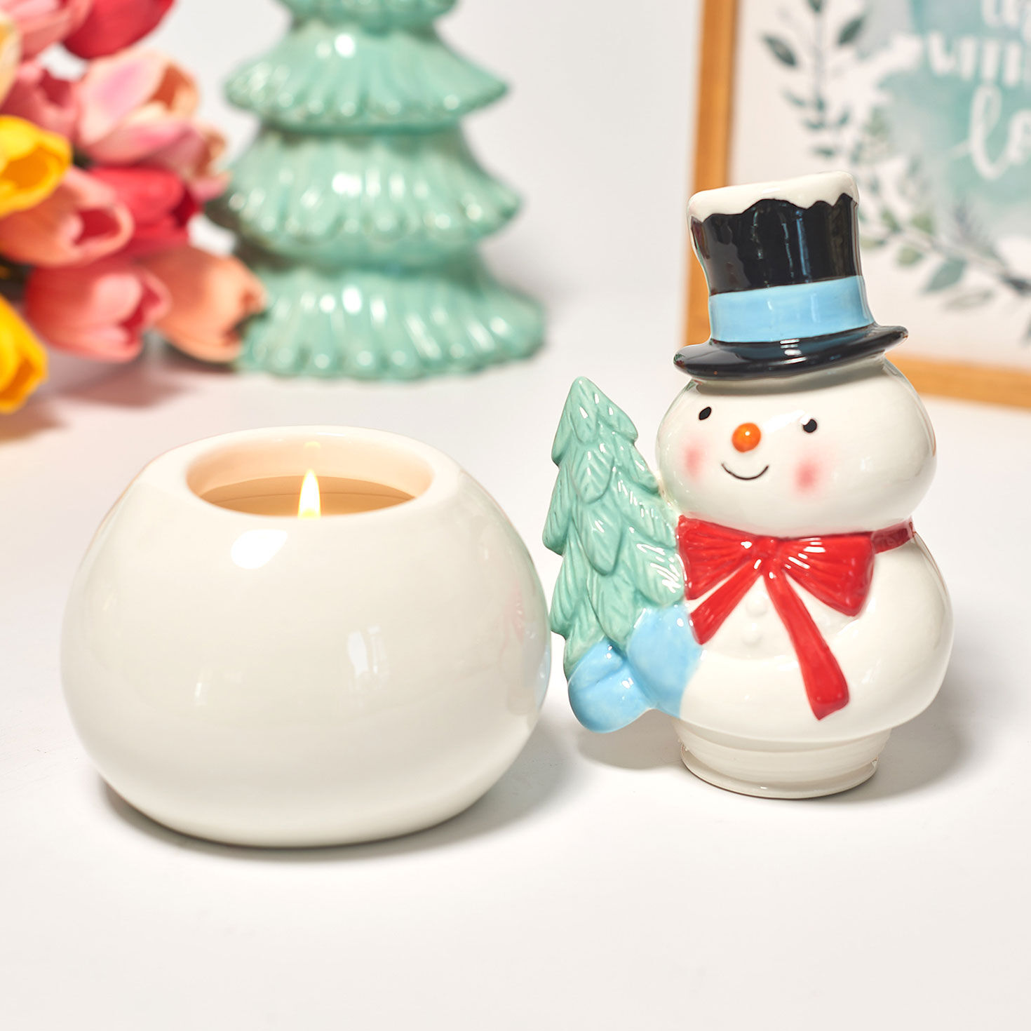 Peppermint Scented Ceramic Snowman Candle for only USD 16.99 | Hallmark