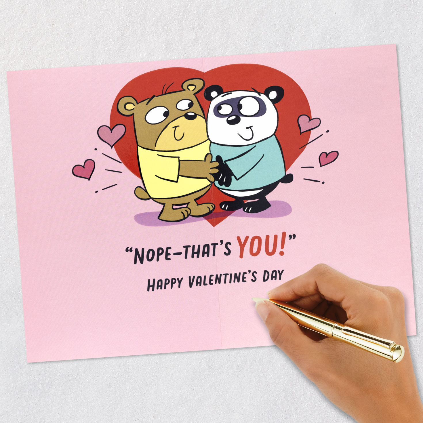 Cartoon Bear Couple Funny Valentine for Spouse signing card image number 8