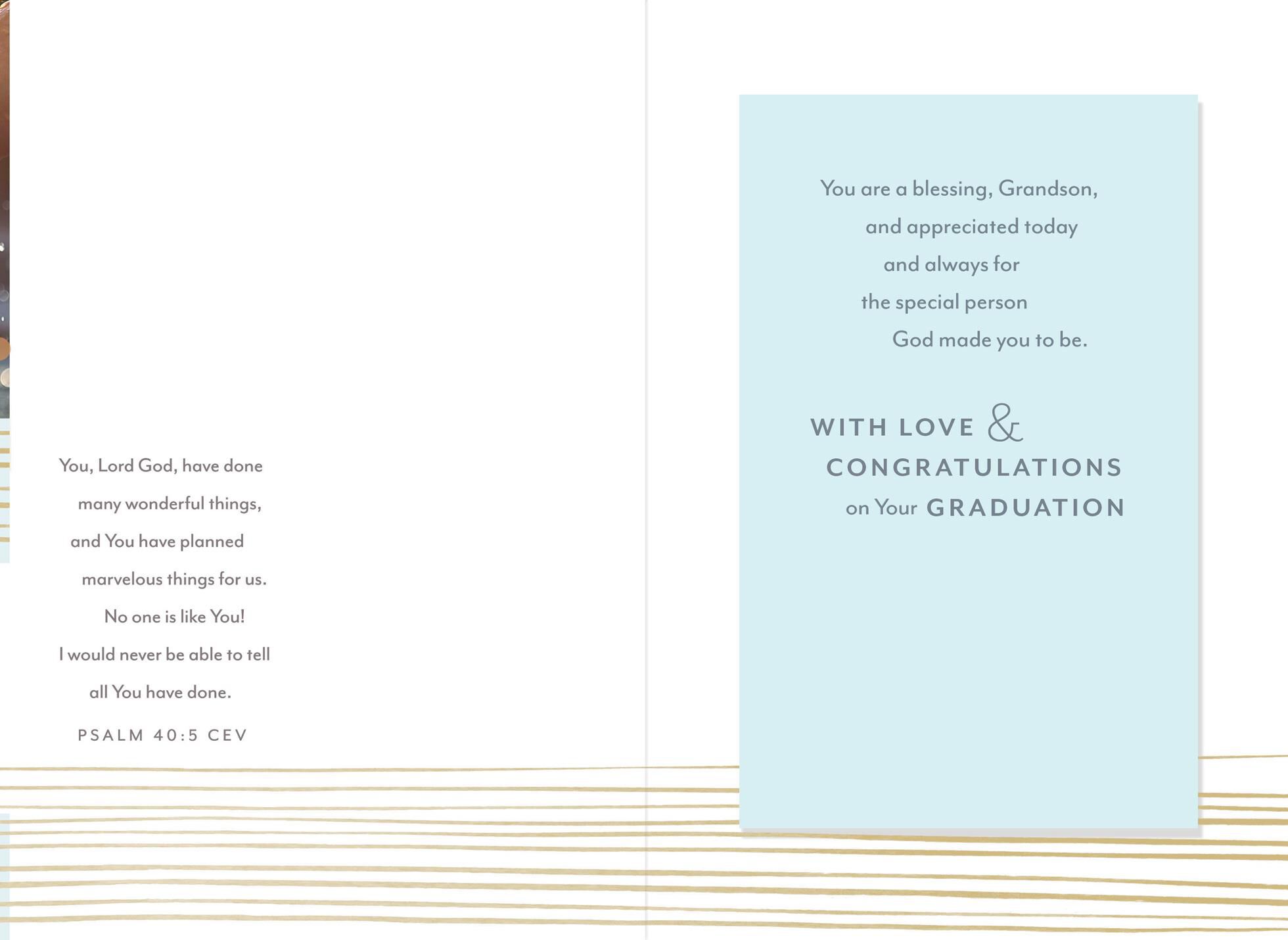 You Are a Blessing Religious Graduation Card for Grandson