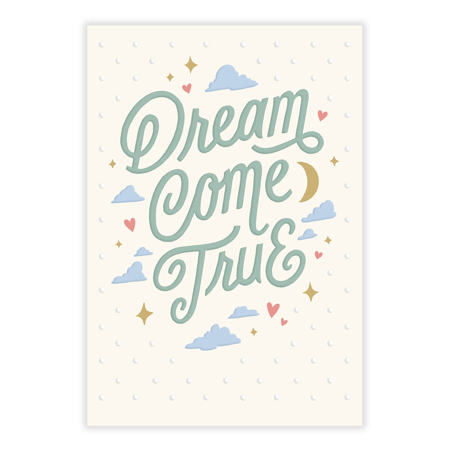 Blue Script With Clouds Moon Personalized Baby Card front image number 2