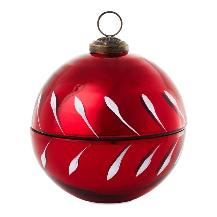 Red Glass Ball Ornament Pine-Scented Candle, 4"