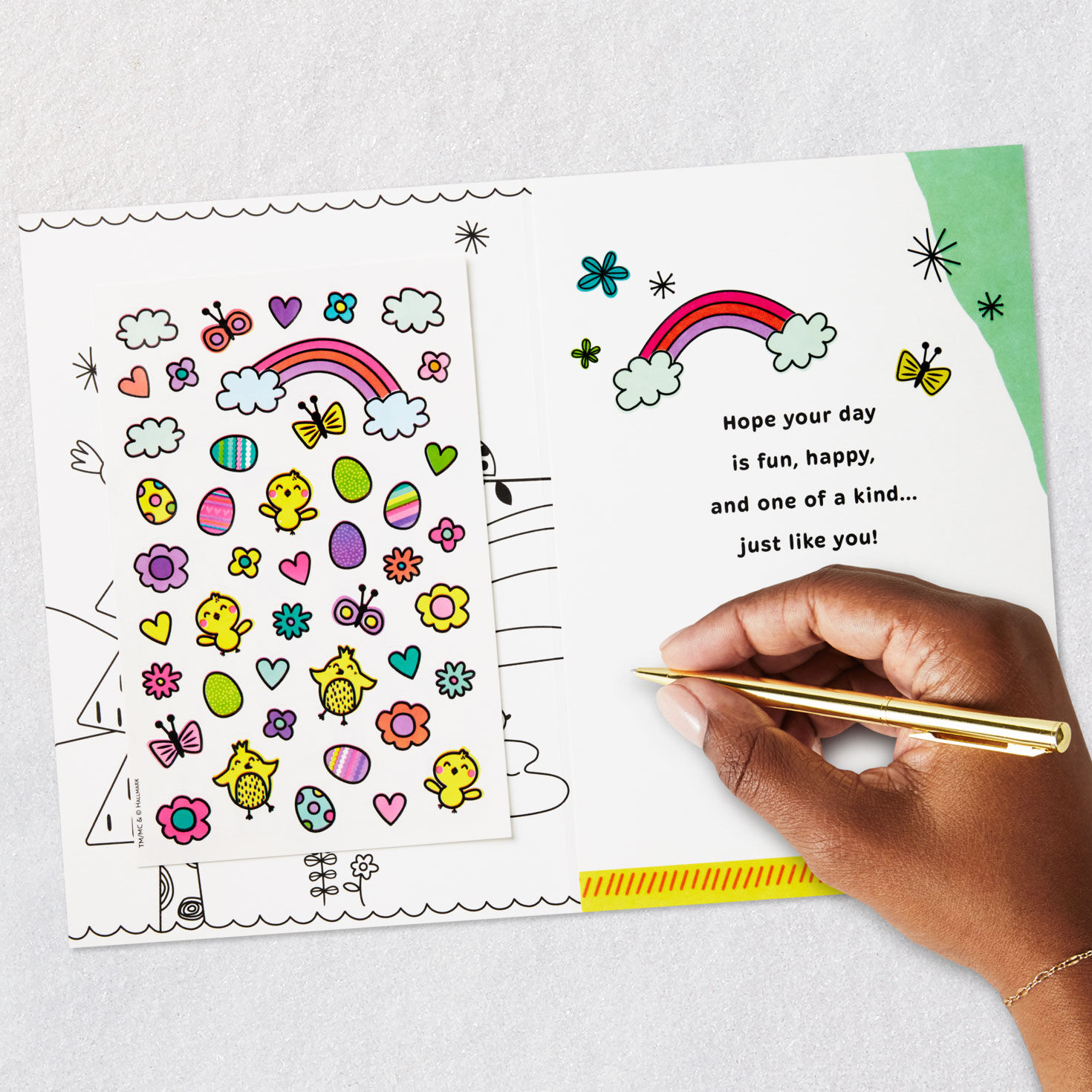 Bunny Coloring Activity Easter Card With Stickers Signing card image number 7