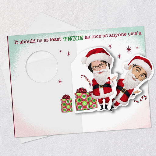 The Office Twice as Nice Santas Funny Pop-Up Christmas Card, 