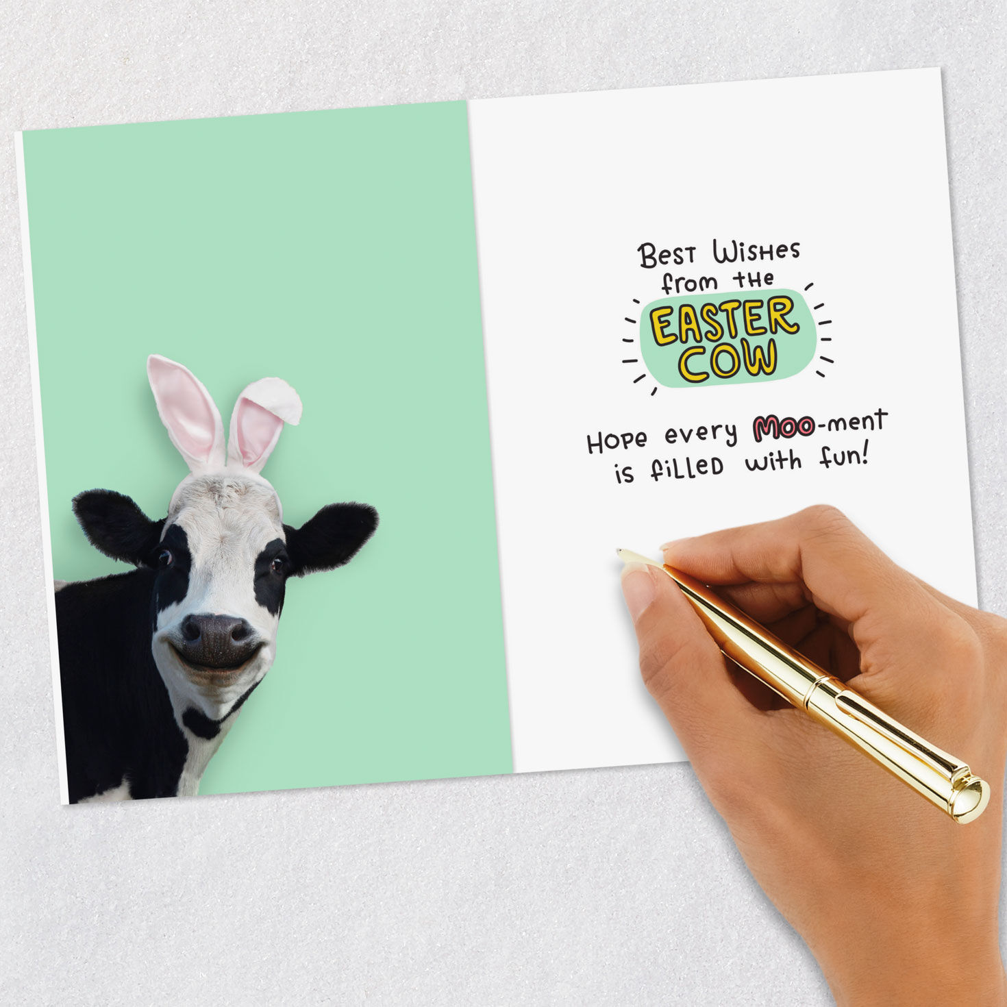 Best Wishes From the Easter Cow Funny Easter Card for Kids, , large image number 6