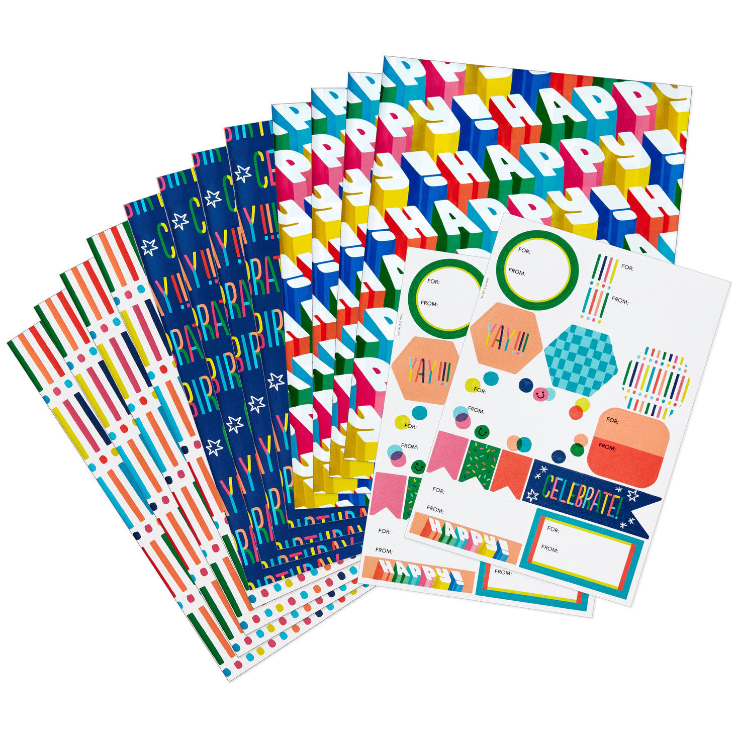Birthdays and Beyond Reversible Flat Wrapping Paper Assortment With