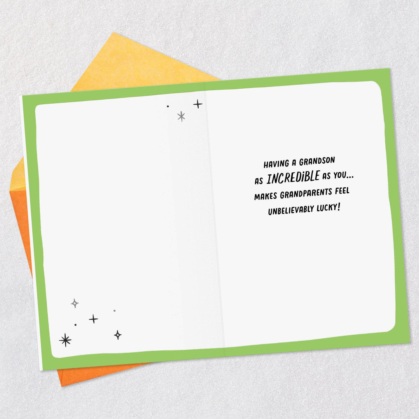 Skeleton and Stars Grandson Halloween Card Open card with envelope image number 3