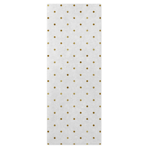 Gold Foil Dots on White Christmas Tissue Paper, 6 sheets, 