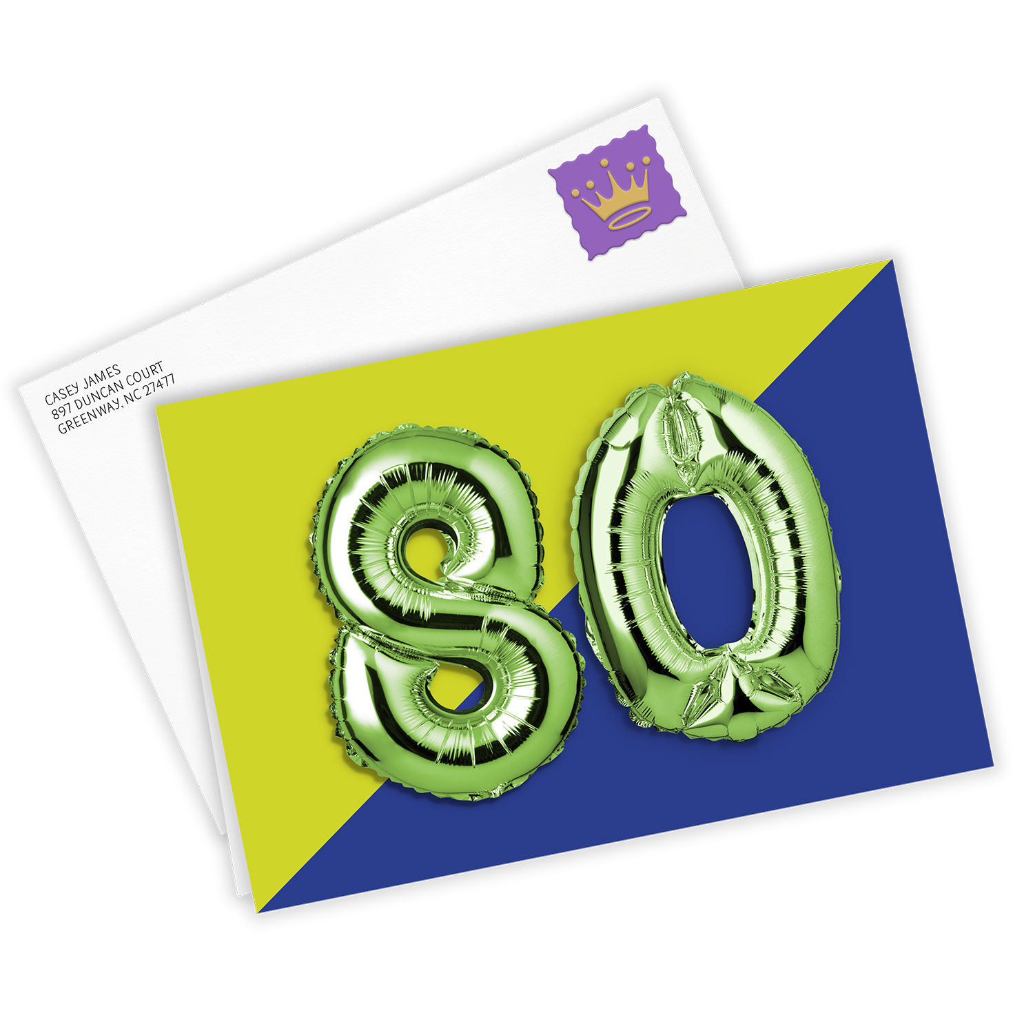 80th Balloons Custom Birthday Card, , large image number 2