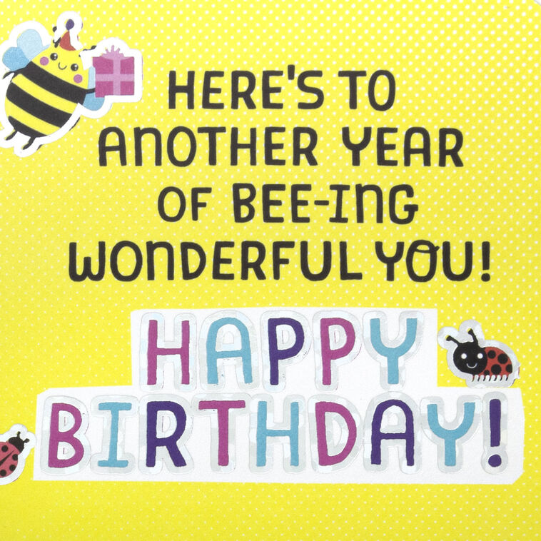 Smiling Flower and Bees Kids Birthday Card sentiment image number 2