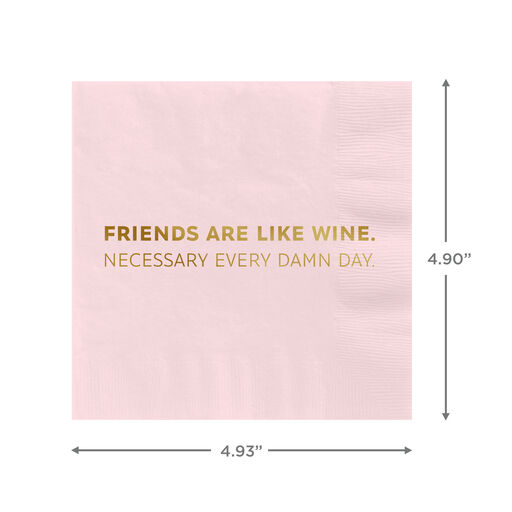 Soft Pink "Friends Are Like Wine" Cocktail Napkins, Set of 16, 
