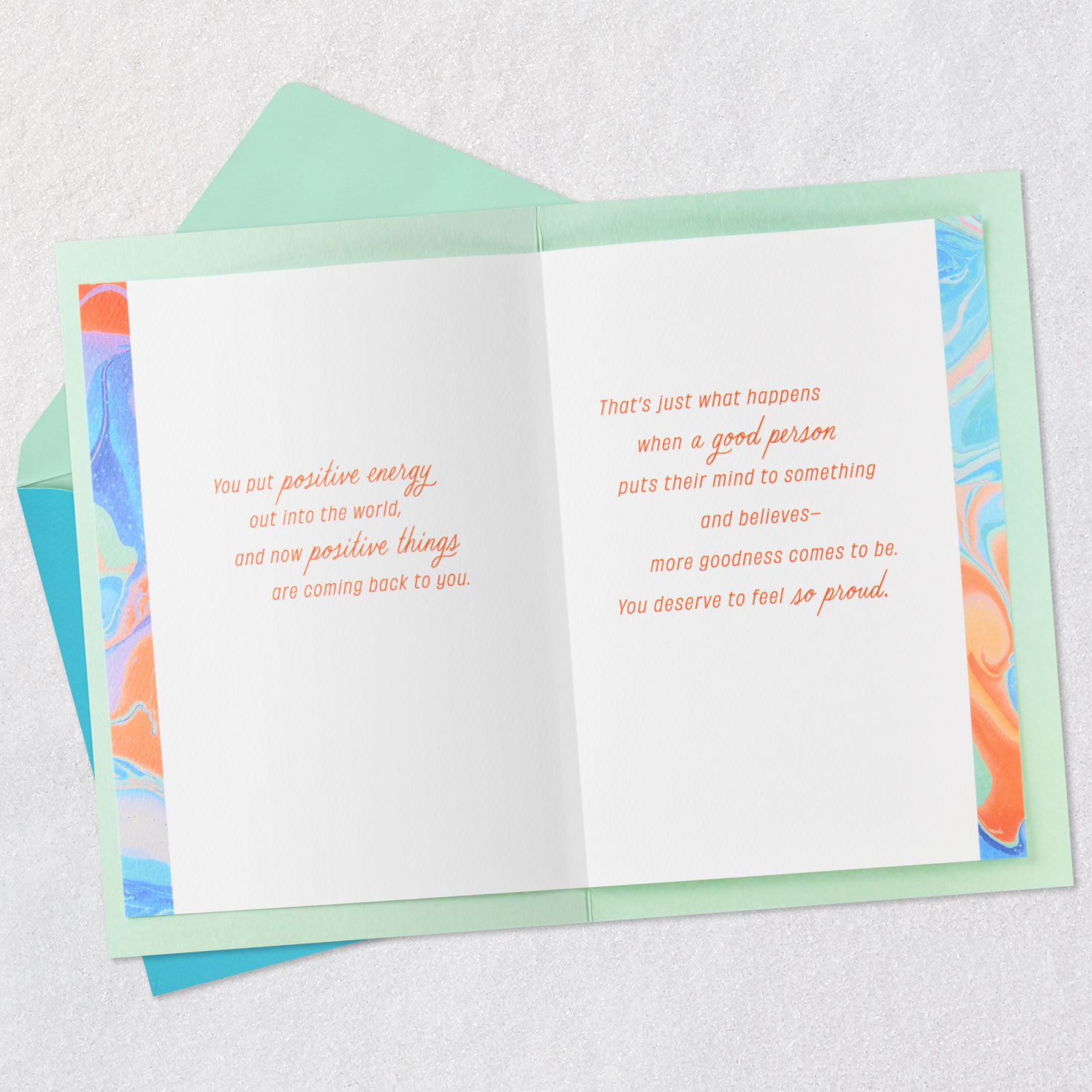 Colorful Marble Pattern Congratulations Card Open card with envelope image number 4