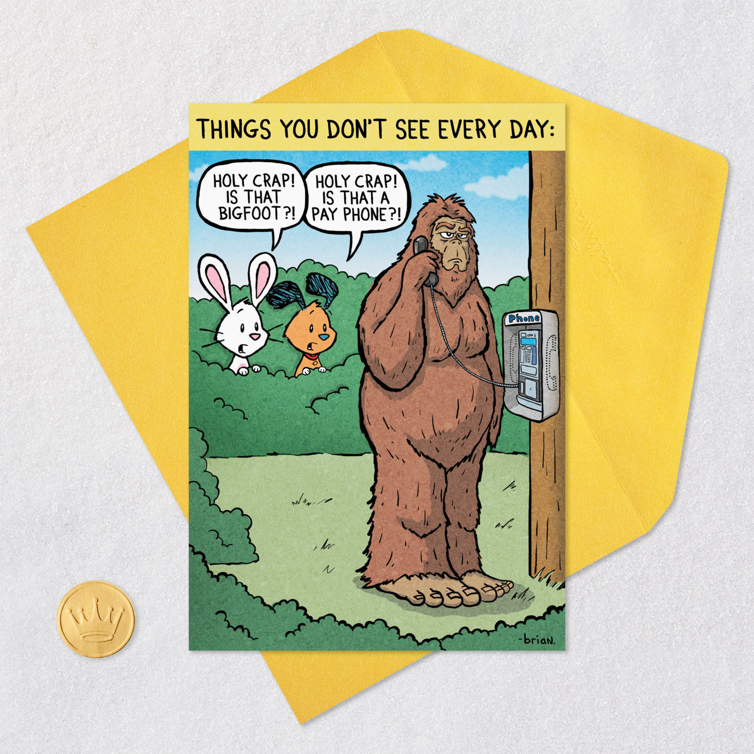 Bigfoot Pay Phone Funny Birthday Card  image number 5