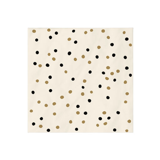 Black and Gold Confetti Dot Cocktail Napkins, Set of 16, 