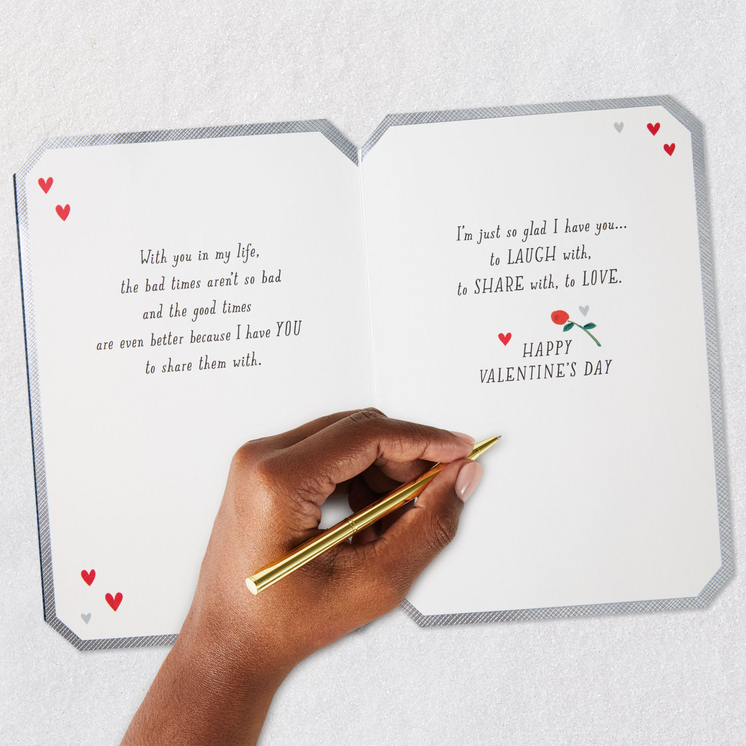 Red, White and Black Pandas Valentine's Day Card for Him Signing card image number 7