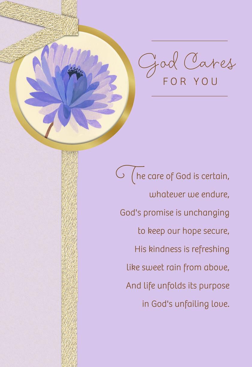 God Cares For You Religious Encouragement Card