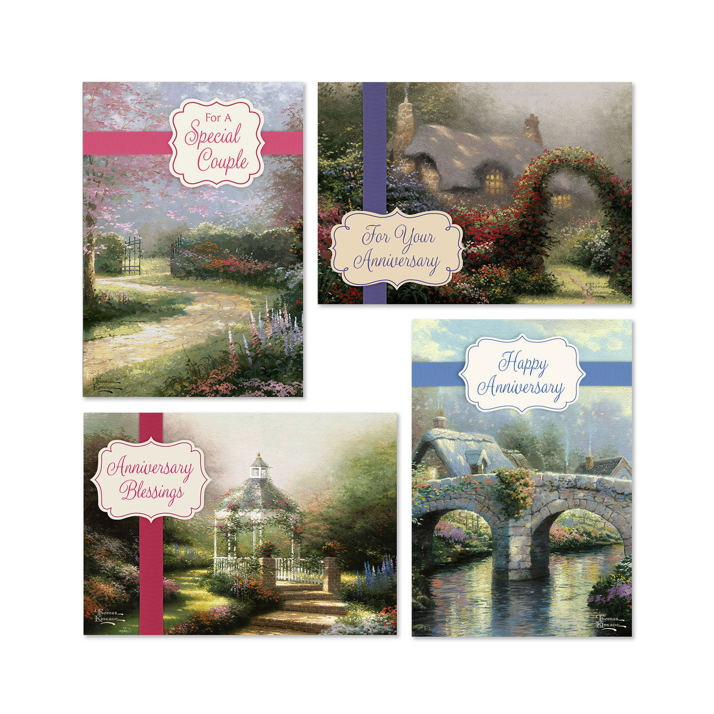 Thomas Kinkade Assorted Religious Anniversary Cards, Box of 12