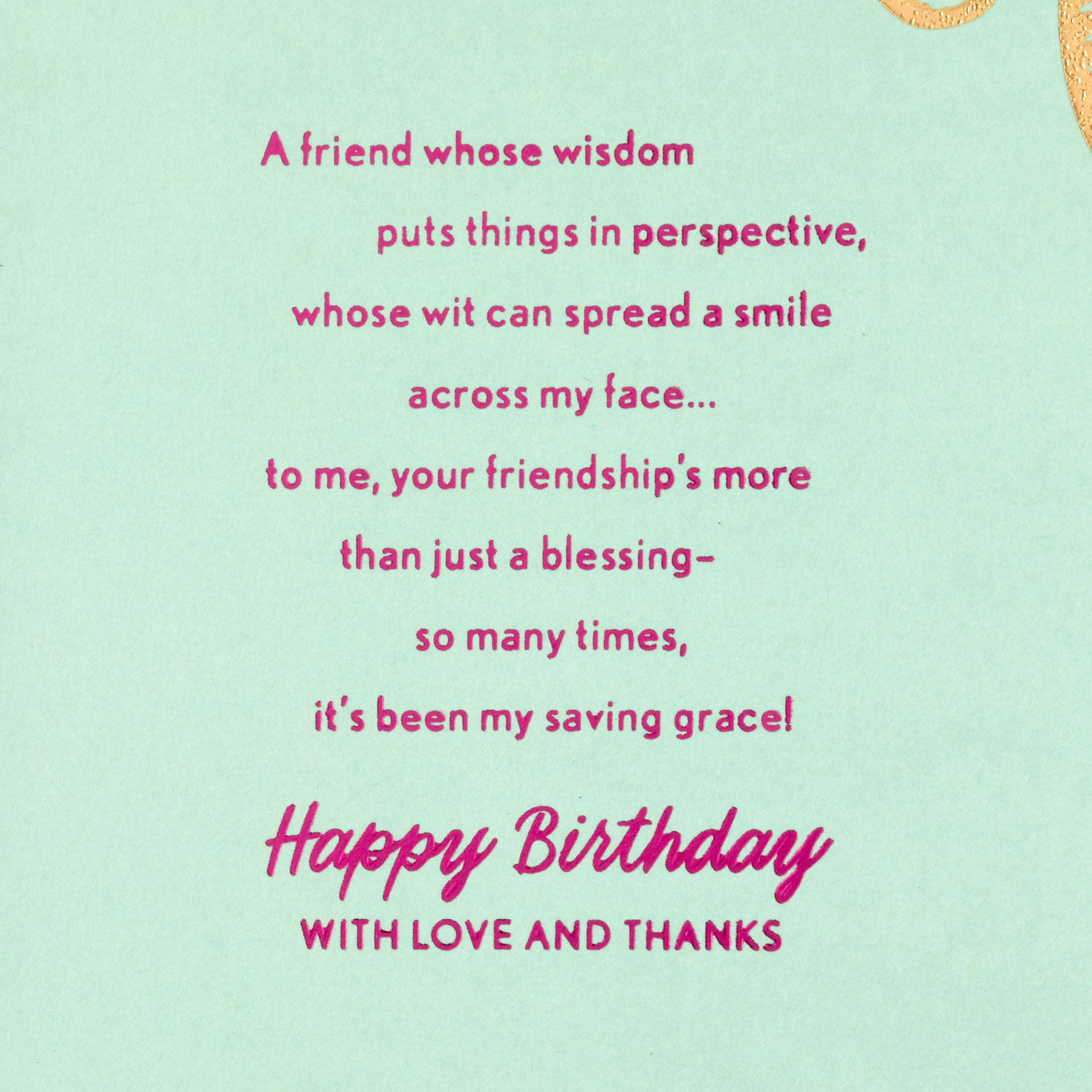Retro Flowers on Mint Birthday Card for Friend Sentiment image number 2