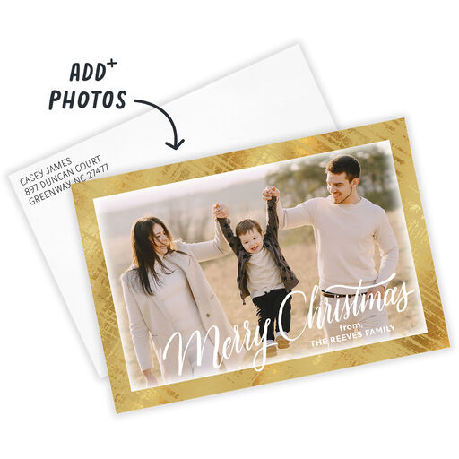 Elegant Gold Frame Flat Christmas Photo Card, 