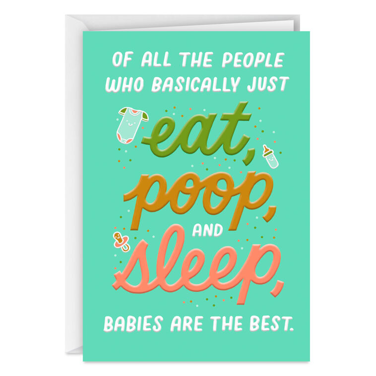 Eat, Poop and Sleep Funny New Baby Card