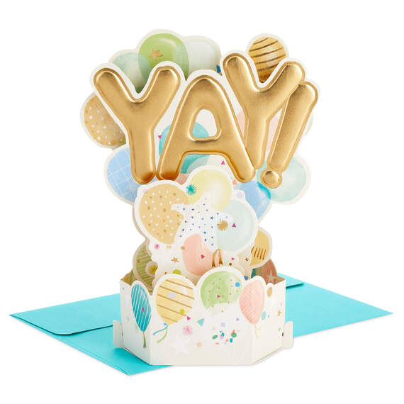 Yay Balloons 3D Pop-Up Congratulations Card, , large image number 1