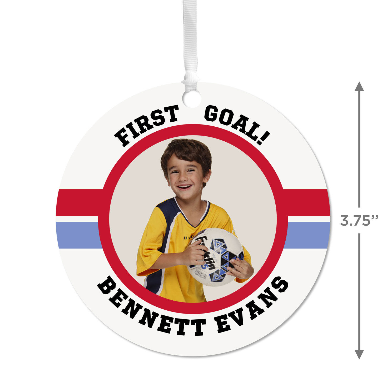 Soccer Round Metal Personalized Ornament, Custom Photo and Text, , large image number 3