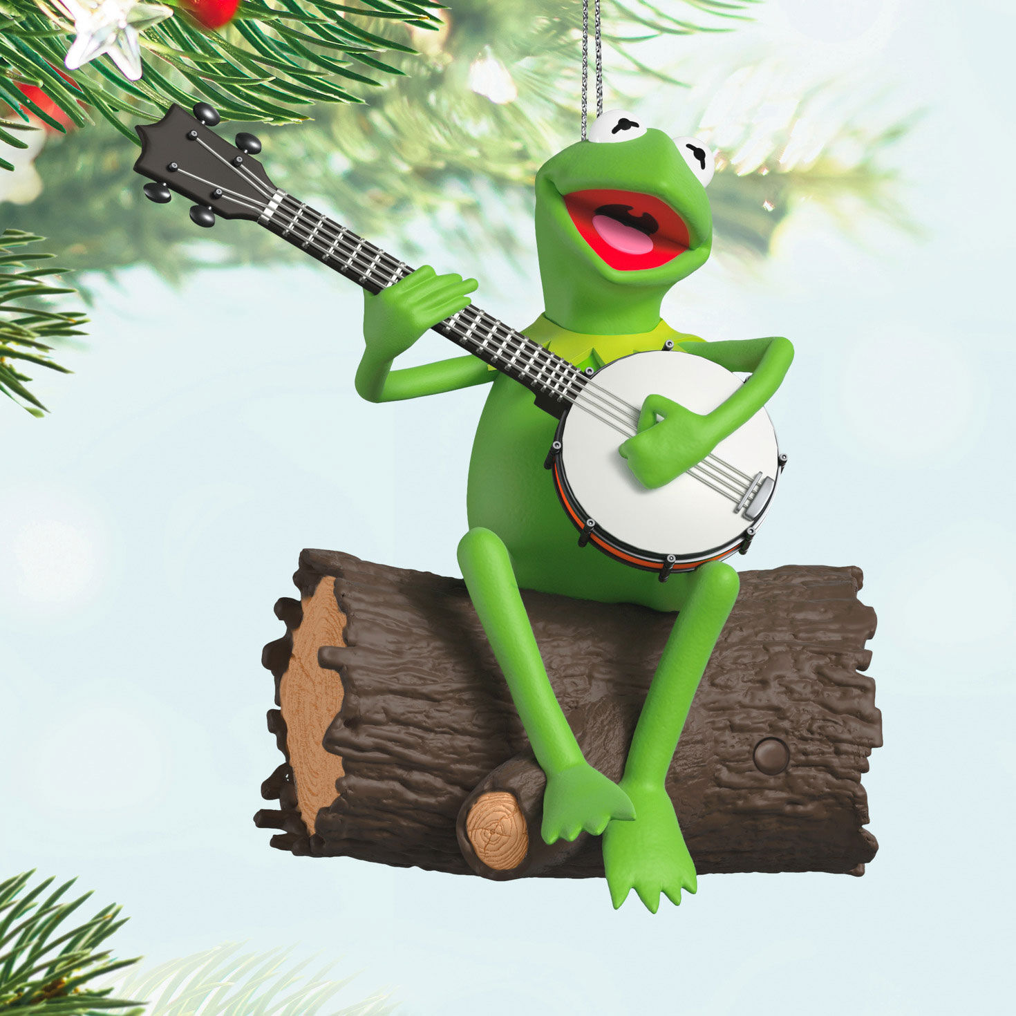 Kermit Playing Banjo Keepsake Ornament hanging on tree image number 2
