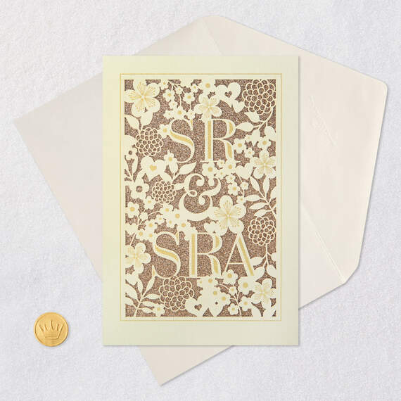 Floral Mr. and Mrs. Spanish-Language Wedding Card for Couple, , large image number 5