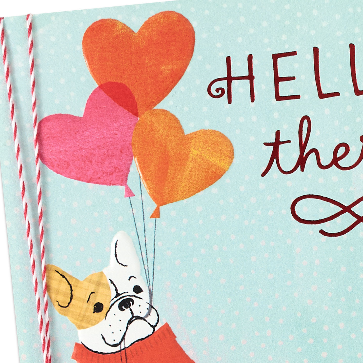 French Bulldog with Heart Balloons Valentine's Day Card Card Front Detail image number 4
