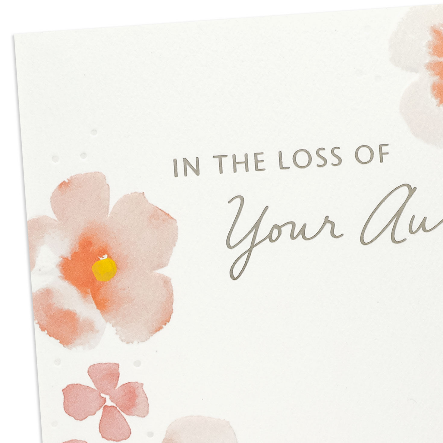 Peach Watercolor Flowers Sympathy Card for Aunt Card Front Detail image number 4