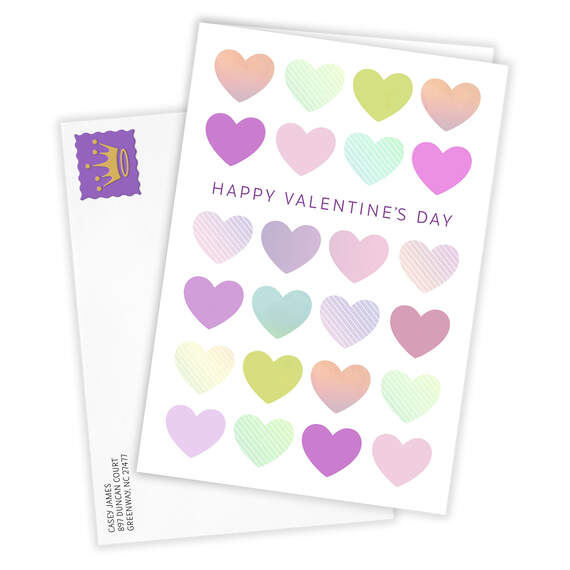 Pastel Hearts Folded Valentine's Day Photo Card, , large image number 2