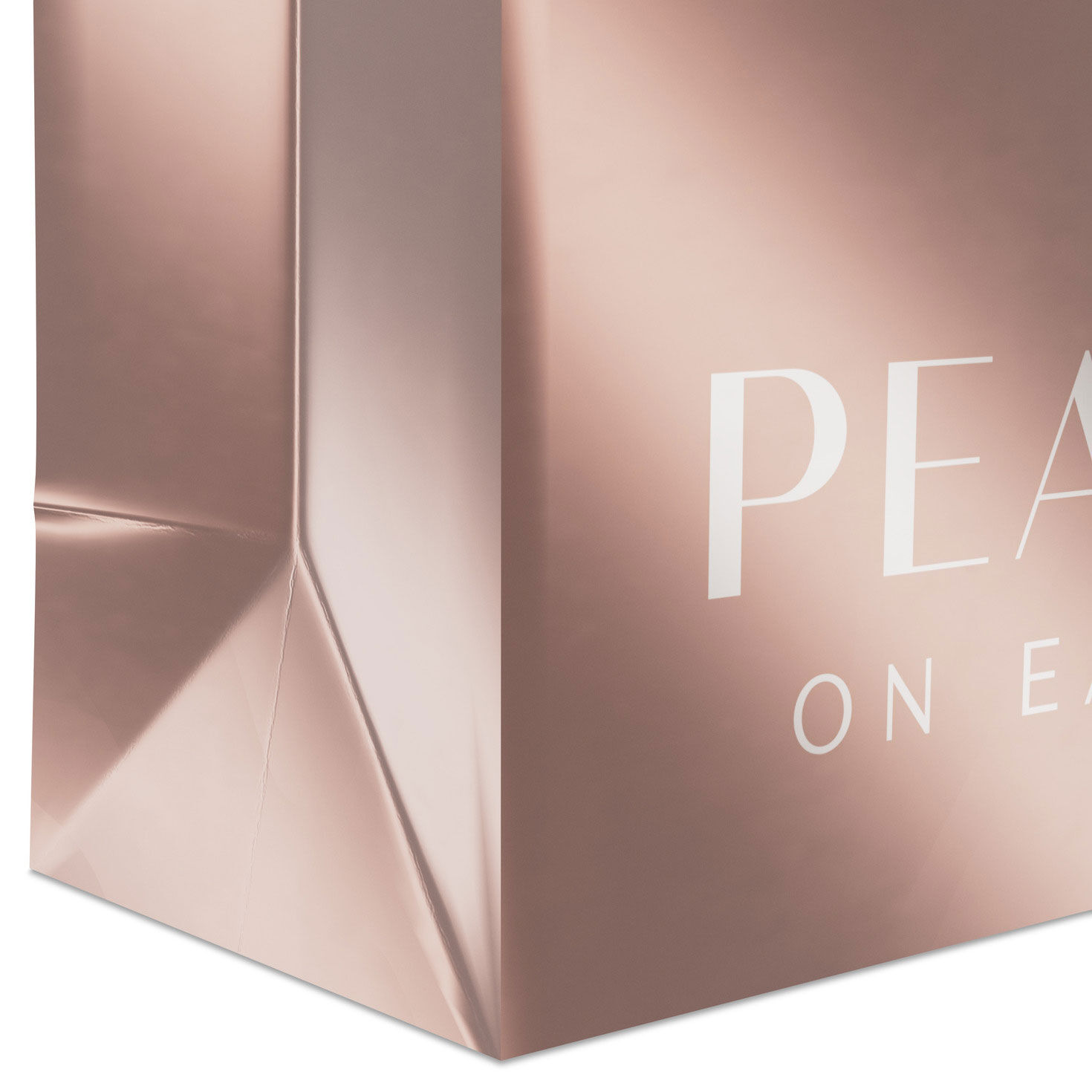 Peace on Earth Rose Gold Small Holiday Gift Bag Base/Side Detail image number 5