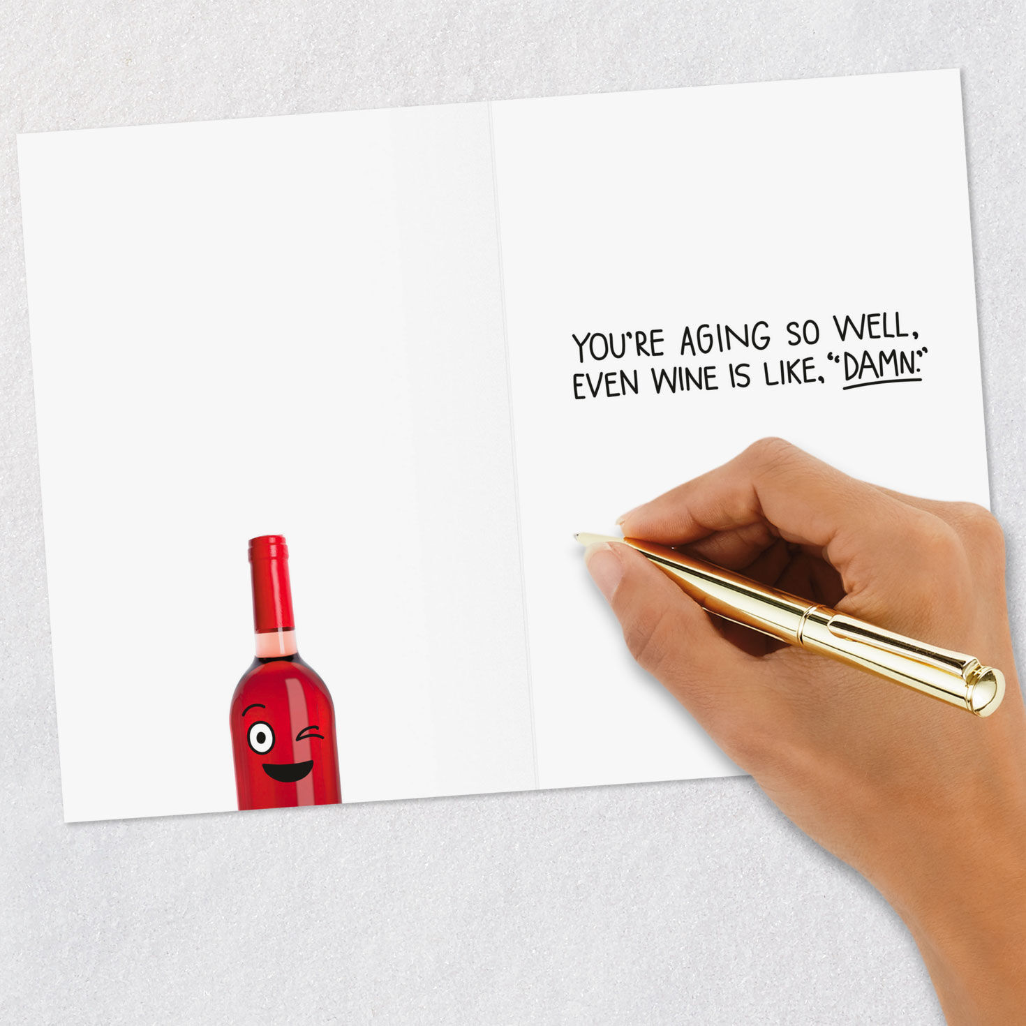 Red Wine Cartoon Funny Birthday Card Signing card image number 6