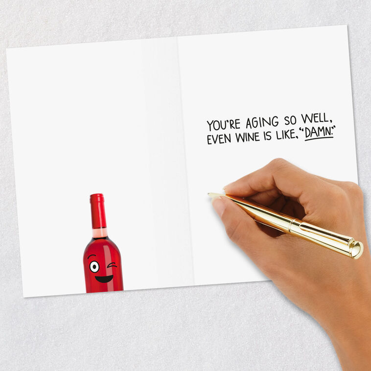 Red Wine Cartoon Funny Birthday Card Signing card image number 6